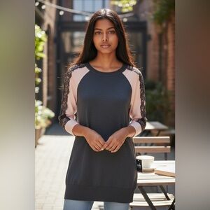 by & by Charcoal and Blush Knit Dress